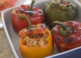 Pimientos rellenos de arroz