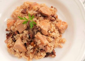 Arroz con pavo y nueces