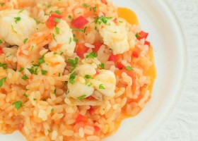 Arroz meloso de rape y langostinos