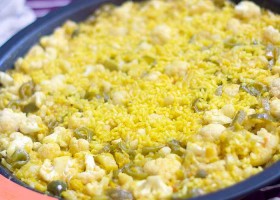 Arroz con bacalao y coliflor