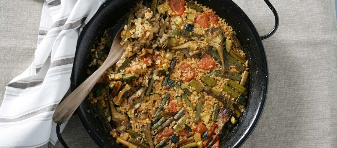 Receta de paella de verduras