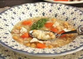 Potaje de garbanzos con arroz en Thermomix