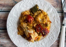 Arroz con pollo y pimientos